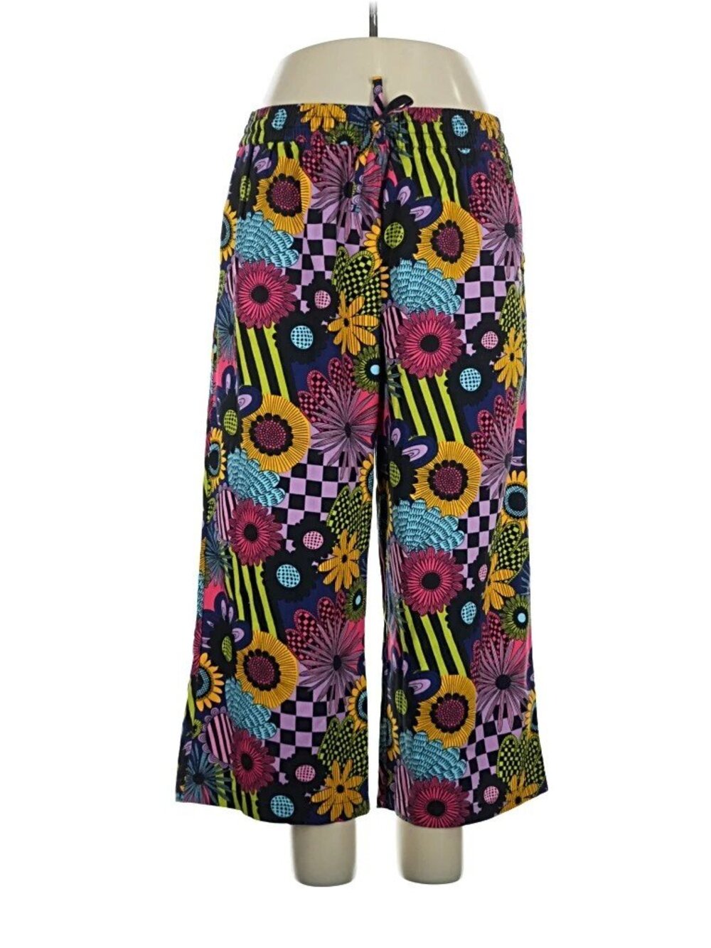 Lucy & Yak L.E. Chuck Trousers Floral Checkerboard Large / UK 16-18 New w/ Tags